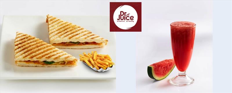 Mozzarella Chicken Sandwich/Veg Grill Sandwich + French Fries + Watermelon Juice/Cold Coffee